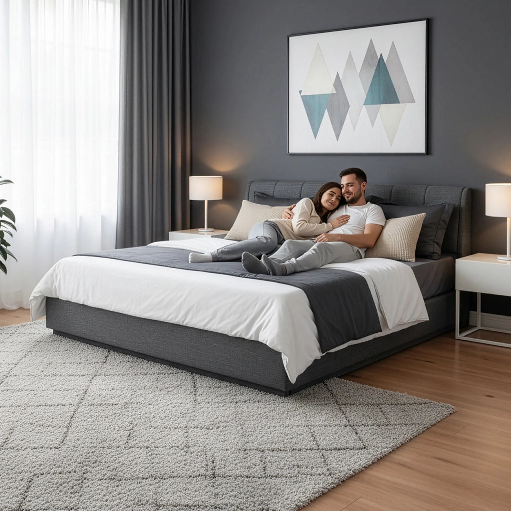 Letto Contenitore Tröstiar con Luce LED Letto Matrimoniale con Materasso 180x200 cm Antracite [en.casa]