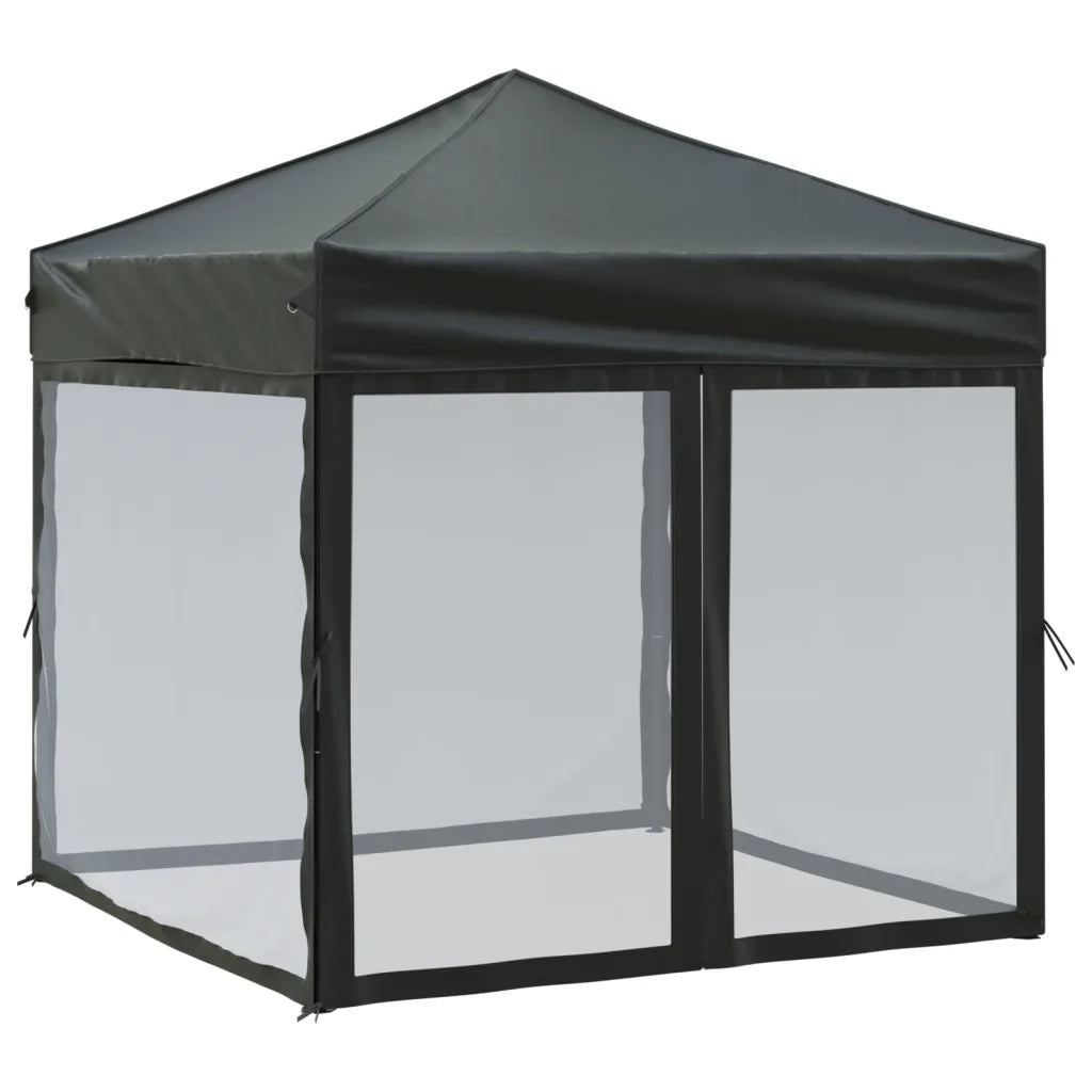 Tenda per Feste Pieghevole con Pareti Laterali Nero 2x2 m