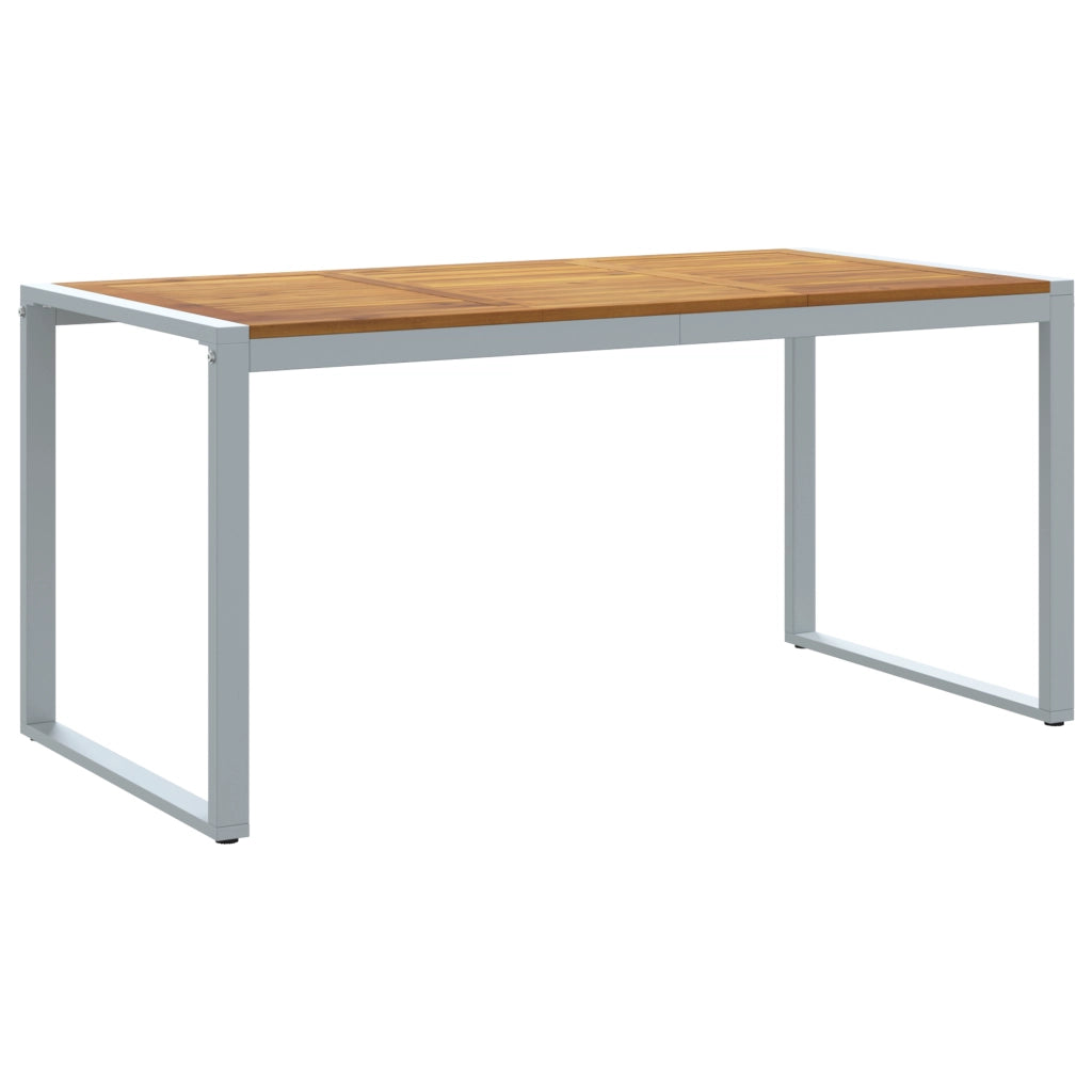 Tavolo da pranzo da esterno  Grigio 160x80x75 cm Acciaio e Legno massello di acacia