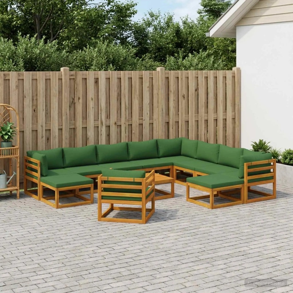 Set di divani 12 pz Naturale Legno di Acacia Massello 3417263