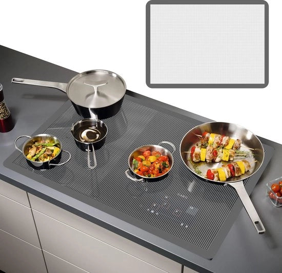 Mat di induzione 80 x 52 cm - Silicone multifunzionale - Antiscivolo - Resistente al graffio - Riciclabile - Resistente al calore fino a 250 °C - Protezione per la superficie del fornello