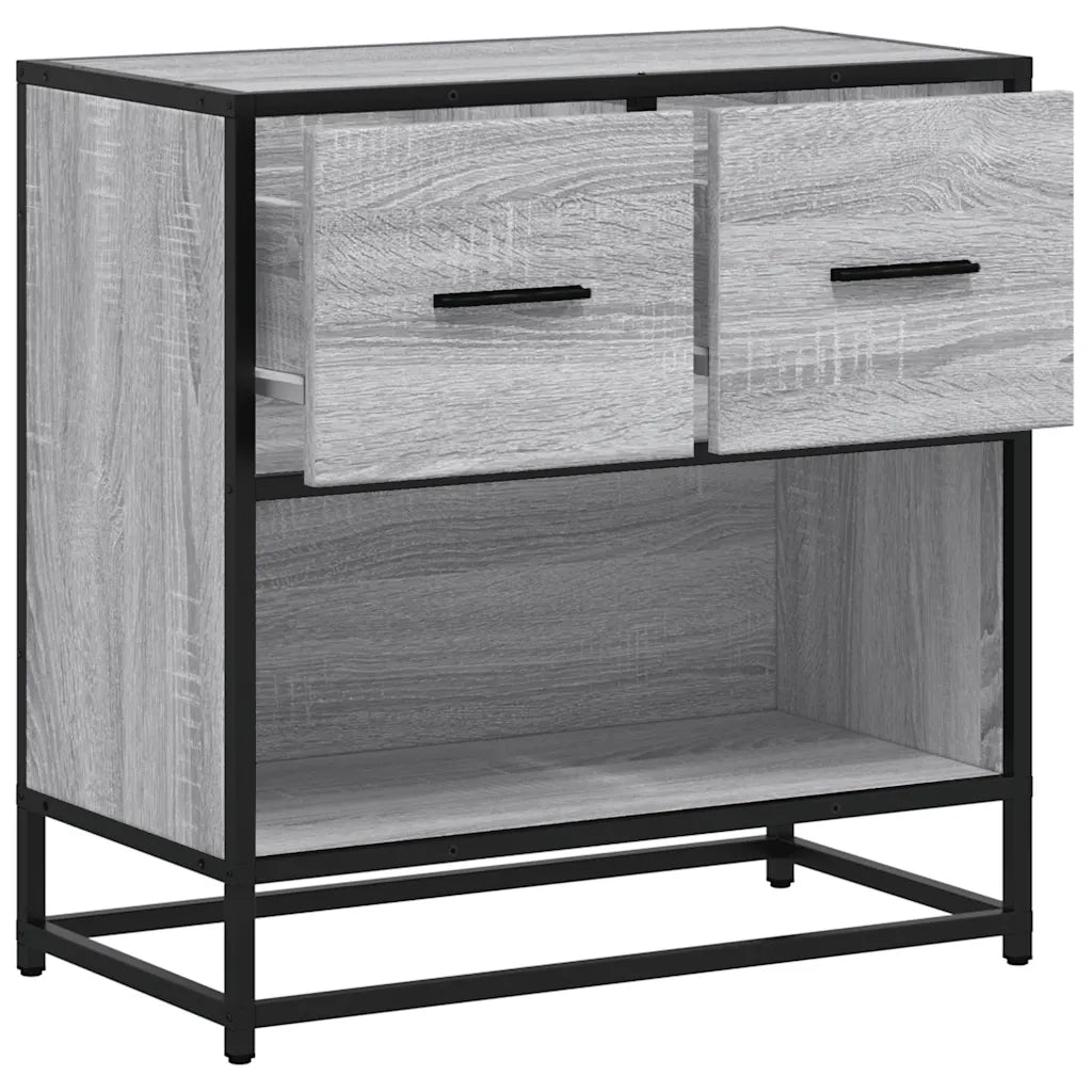 Comodino-Tavolino da notte Grigio Sonoma 60x31x60 cm Legno Multistrato e Metallo