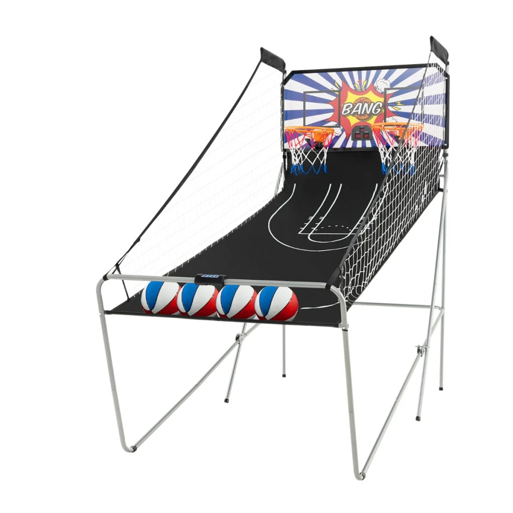 Gioco di basket arcade pieghevole 206 x 206 x 110 cm 8 modalità di gioco facile da riporre atmosfera dinamica metallo nero 20_0012243