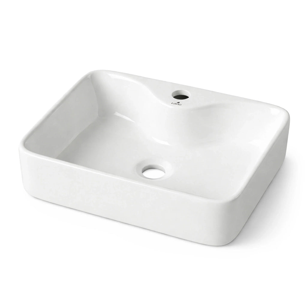 Lavabo da appoggio rettangolare AURA ceramica 47 cm Bianco