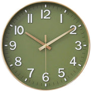 HZDHCLH - orologio da parete silenzioso 25cm con secondi non ticchettanti e numeri arabi per ufficio, classe, casa, soggiorno, camera da letto (Matcha oro, 25 cm)