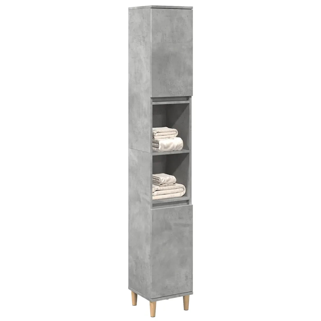 Armadietto Bagno Grigio Cemento 30x30x190 cm Legno Multistrato 857101