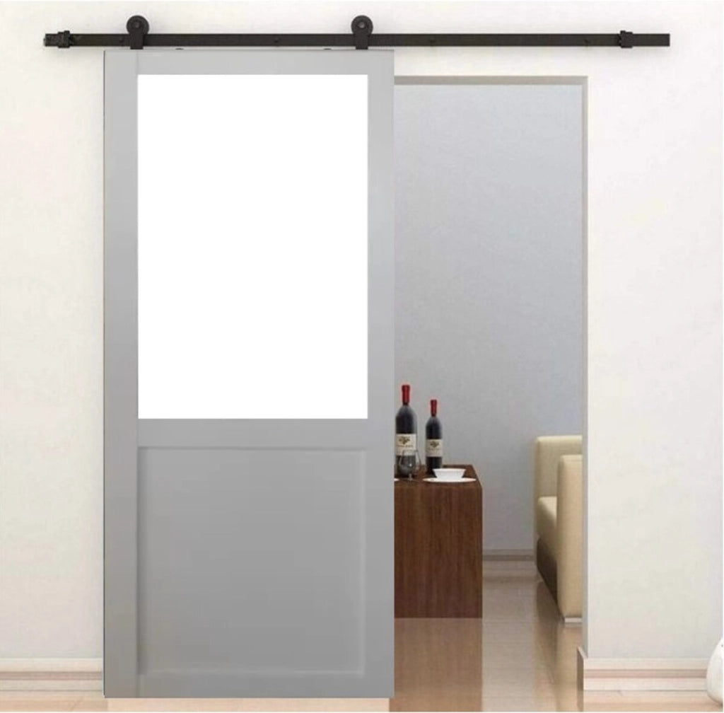 Porta Scorrevole Officina Bianca H204 x L73 senza montante + Rulliera Nera