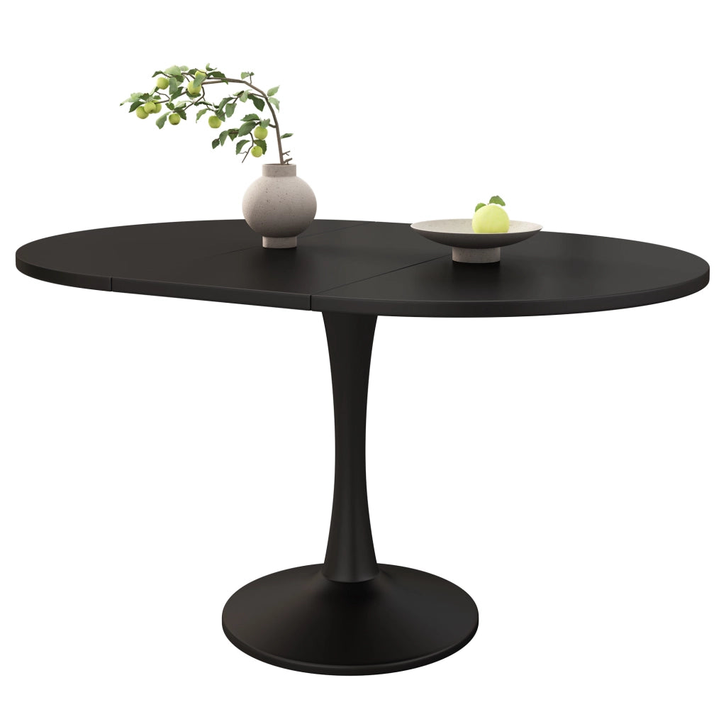 Tavolo da pranzo ovale allungabile in MDF nero; design moderno per cucina e soggiorno