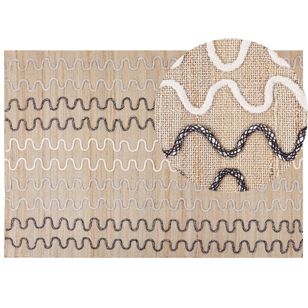 Tappeto Area Beige Juta Motivo geometrico 160 x 230 cm Rustico Boho