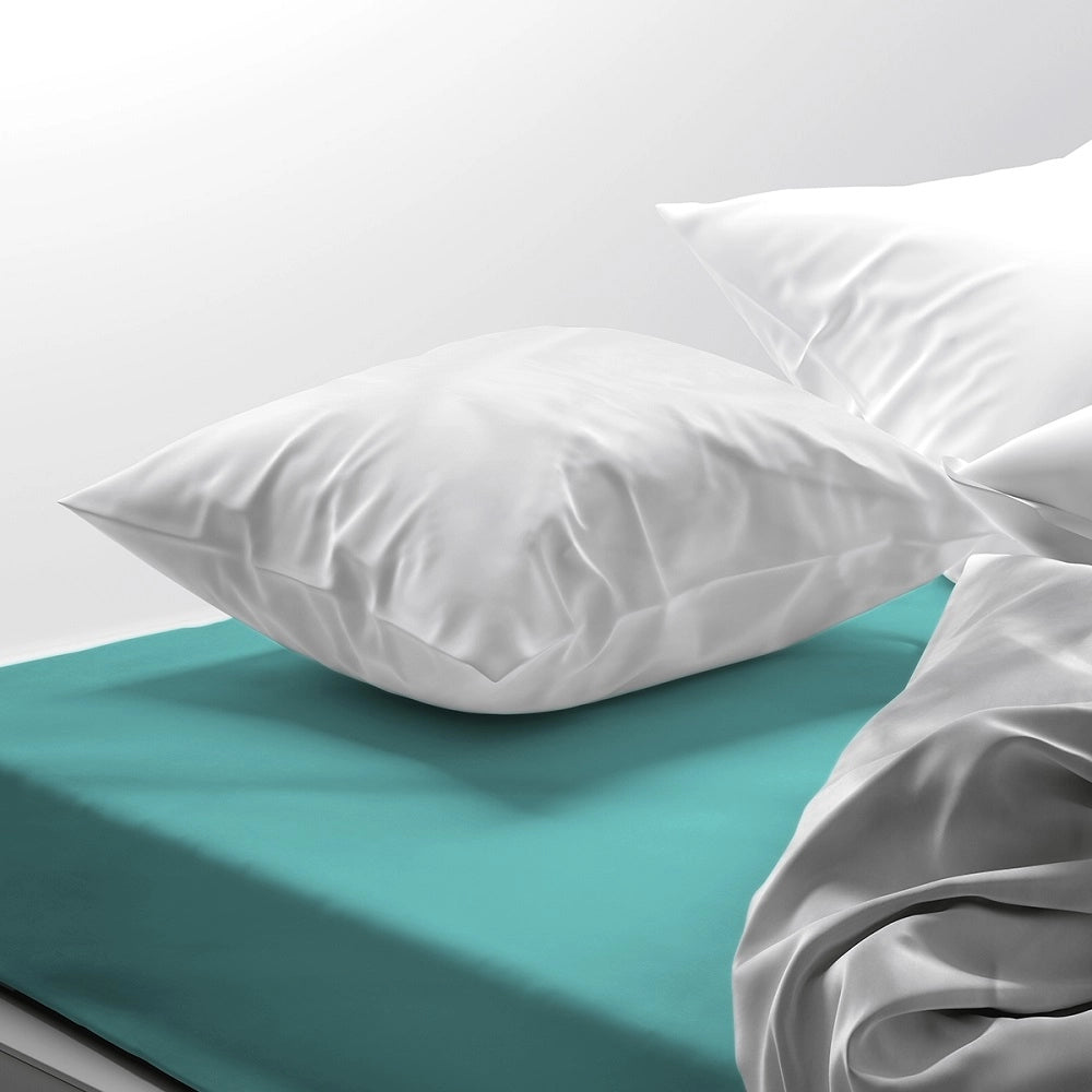Lenzuolo letto sotto con angoli 100% puro cotone Made in Italy tinta unita Verde acqua - 1 Piazza e mezza