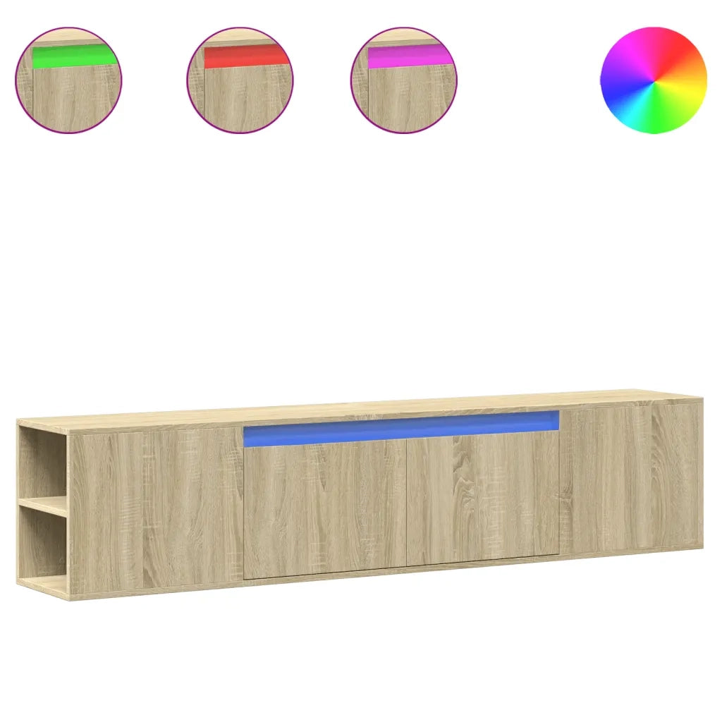 Mobile TV a Parete con LED-Mobile TV a Muro Rovere Sonoma 180x31x39,5 cm