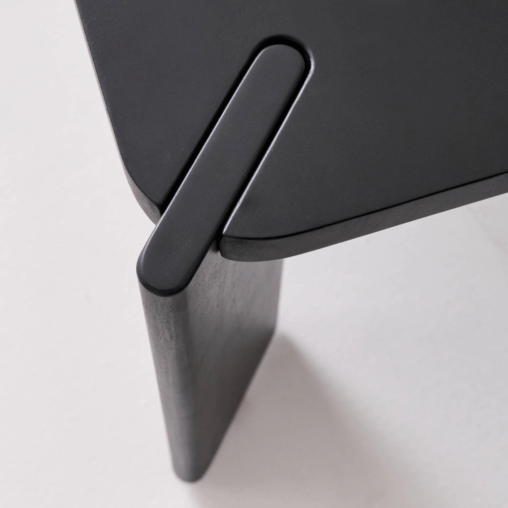 Tavolino esotico quadrato in legno massello, 80cm, nero