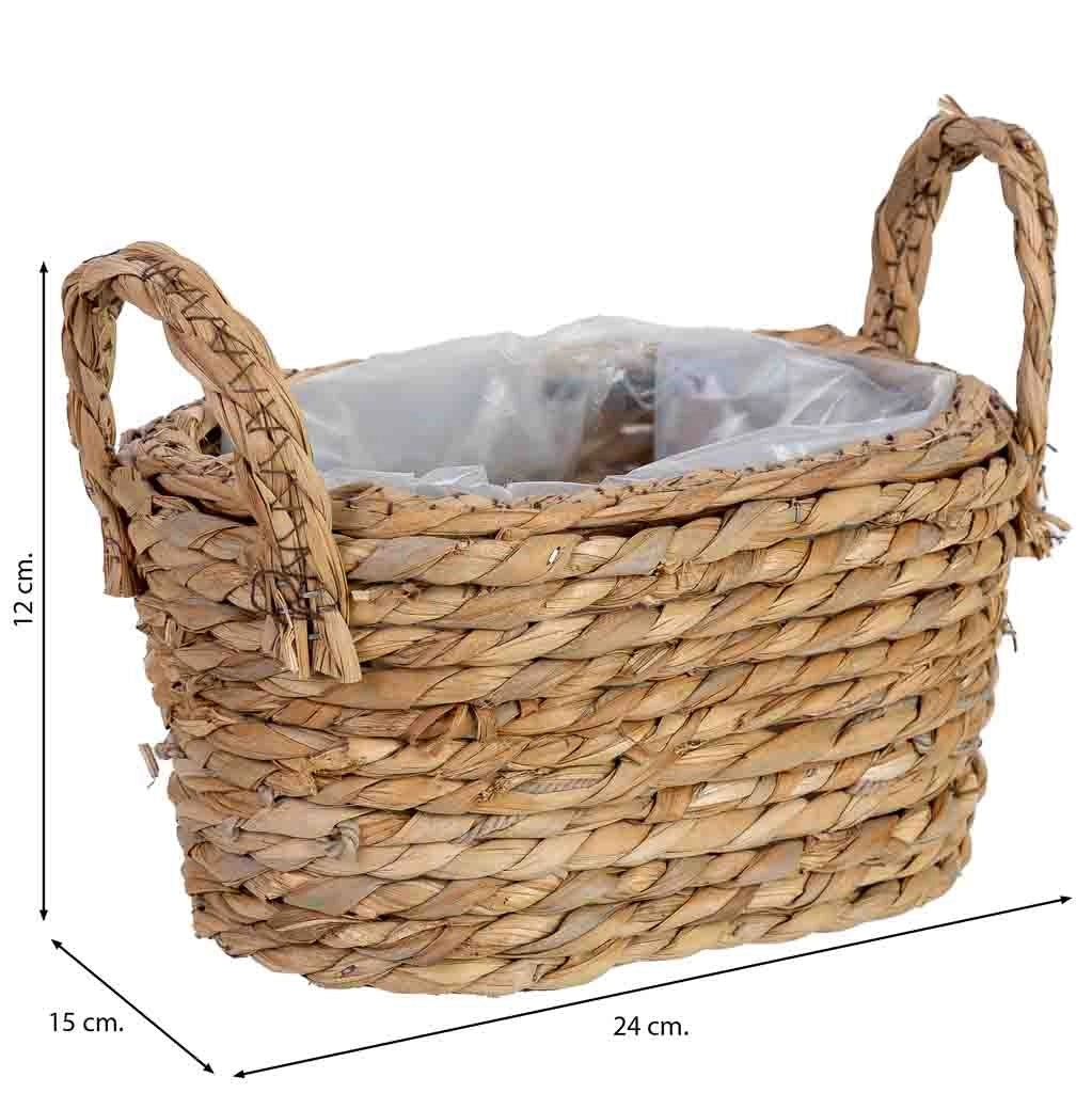 Cesto ovale in corda con manici cm 24x15x12h