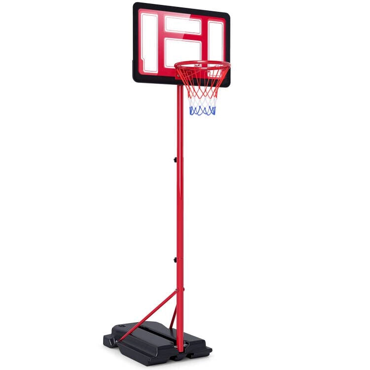 Canestro basket bambini regolabile altezza metallo struttura base riempibile tabellone, Canestro portatile bambini adolescenti 95-155 cm