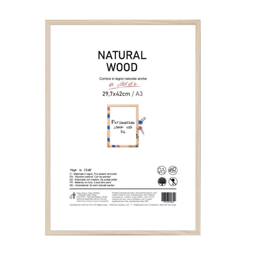 Cornice Portafoto da Parete Natural Wood A3 29,7 x 42 cm