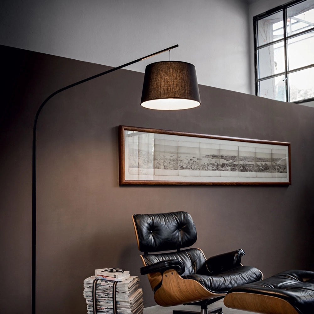 Piantana Industrial-Minimal Daddy Metallo Nero 1 Luce E27