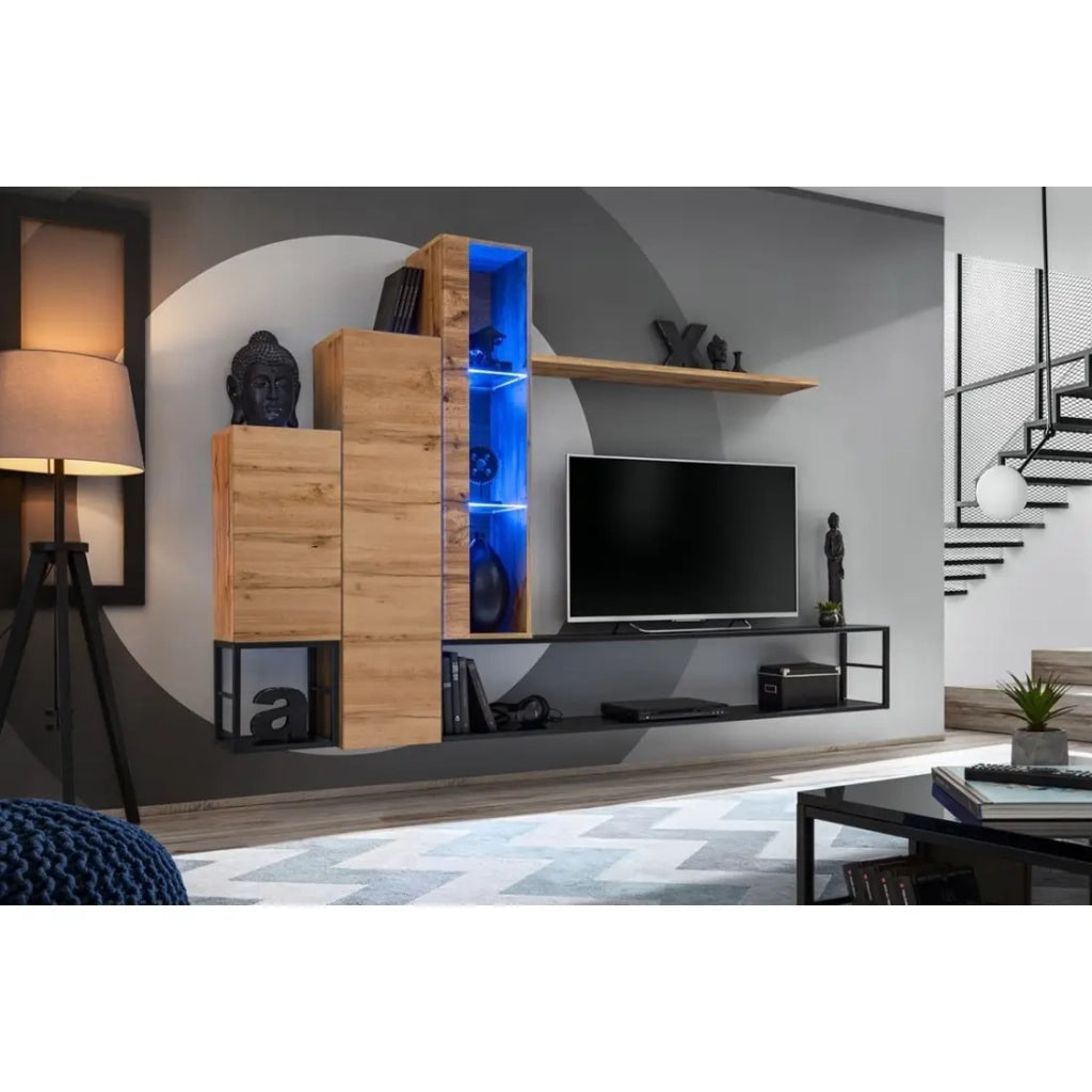 Mensola da parete 180 cm SWITCH – Colore rovere Wotan – Design moderno e pratico