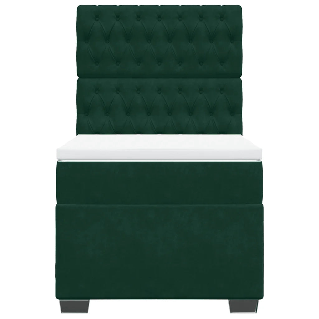 Giroletto a Molle con Materasso Verde Scuro 90x200 cm Velluto 3290819