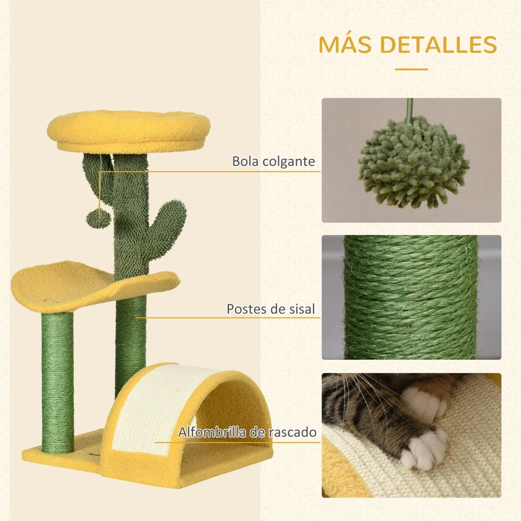 Tiragraffi per Gatti con Cuscino ¨C Zephmum ¨C Verde e Giallo 40x35x72 cm