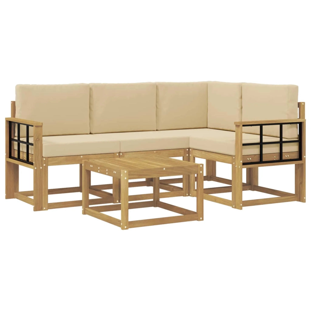Set di divani da esterno 5 pz Bianco e Beige 3387607