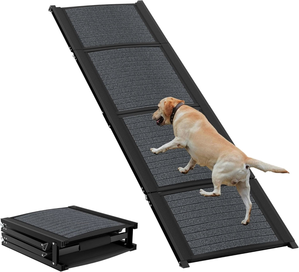 Rampa per cani pieghevole per auto, con superficie del tappeto, rampa per animali domestici, rampa per cani, antiscivolo, fino a 110 kg, rampa per cani per auto, camion, SUV