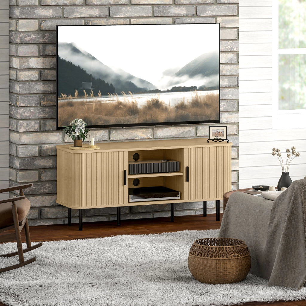 Mobile TV design scandinavo con 2 ante tambour ¨C zephmum ¨C ton ch¨ºne 120x30x