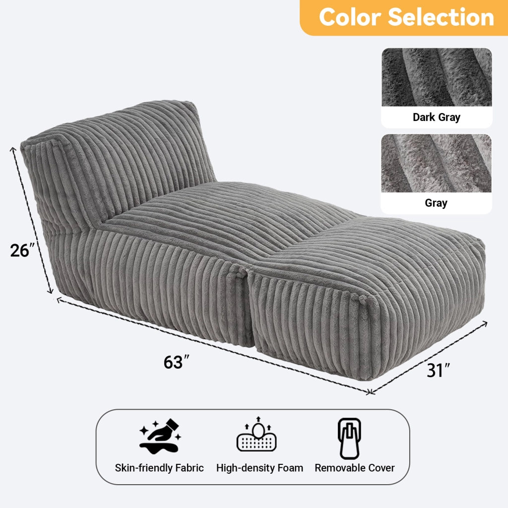 Divano modulare con supporto ergonomico e fibbie antiscivolo in flanella grigio chiaro