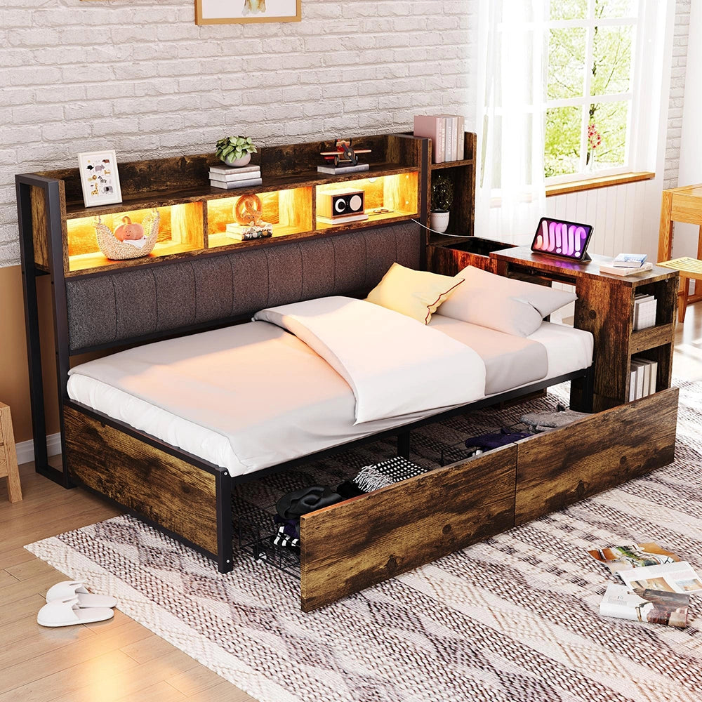 Divano letto ferro 90x200cm?- Xylo - LED scrivania legno
