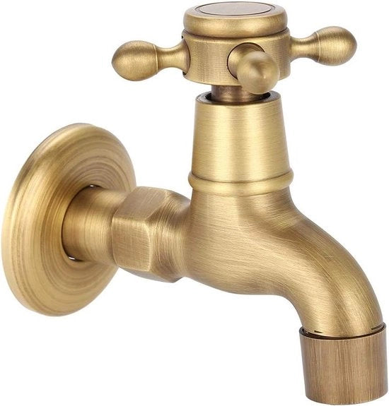 Vasca da cucina e giardino in ottone massello, rubinetto a singolo getto d'acqua fredda.