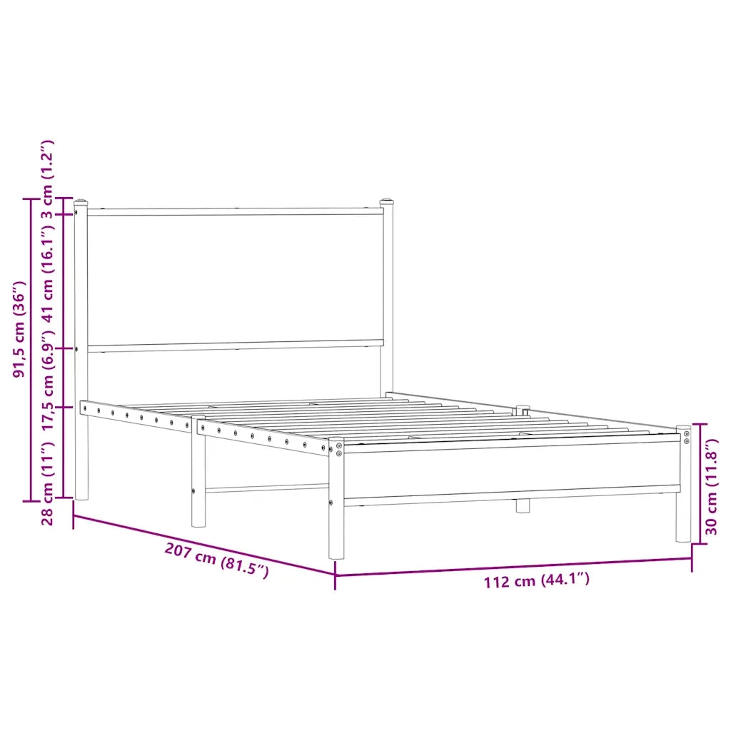 Giroletto senza Materaso in Metallo Rovere Sonoma 107x203 cm 4007864