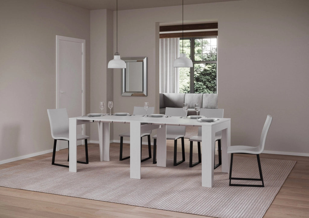 Consolle Allungabile 90x25/211 cm Pannelli in Nobilitato Anea Bianco Frassino