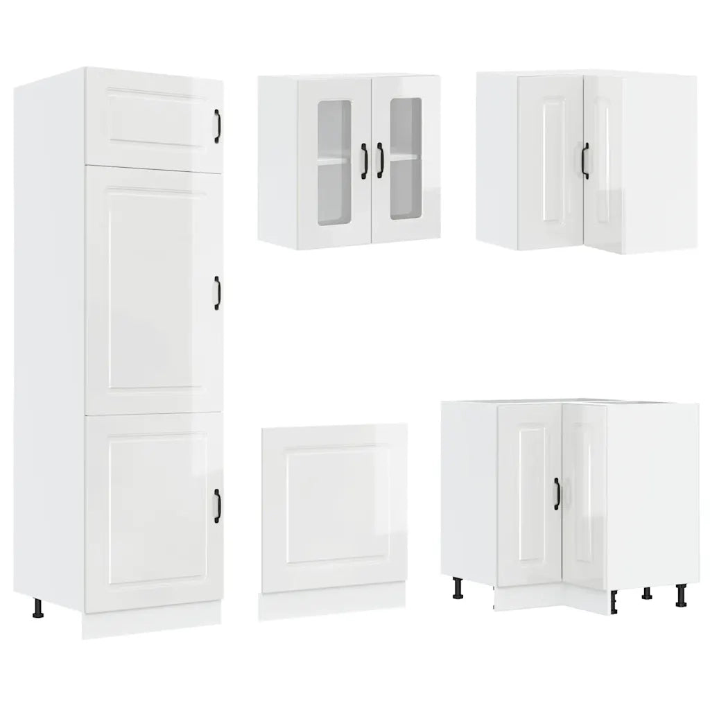 vidaXL Set Mobili da Cucina 14 pz Kalmar Bianchi Lucido in Truciolato