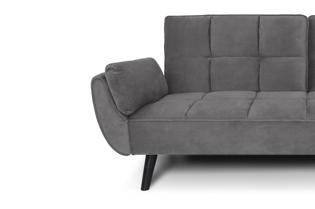 Divano letto clic clac in velluto grigio piede nero - divano 3 posti - Ambra - DL-AM05VLT-PLN