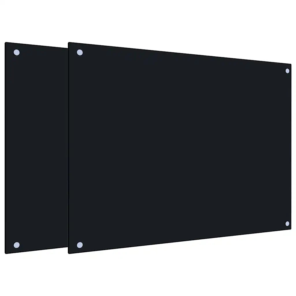 Paraschizzi per Cucina 2 pz-Set di 2 Protezione parete cucina Neri 80x60 cm in Vetro Temperato