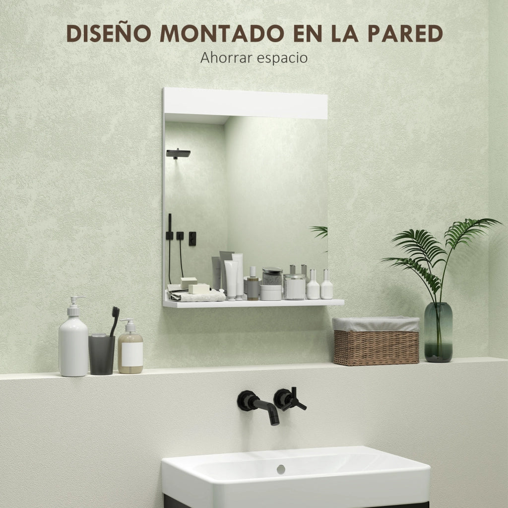 Specchio da Bagno con Mensola ¨C zephmum ¨C Bianco 50x12x60 cm