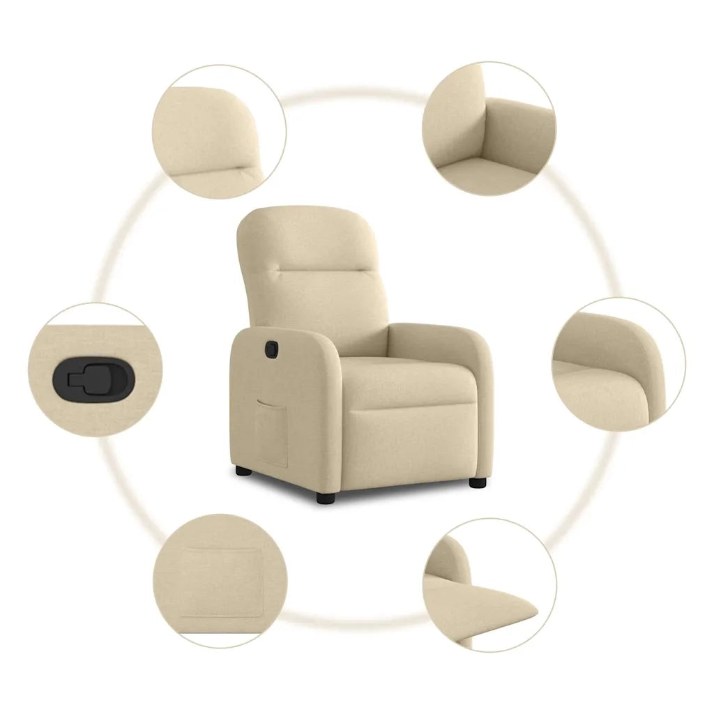 Divano Sedia-Poltrona Reclinabile in Tessuto Crema 361308