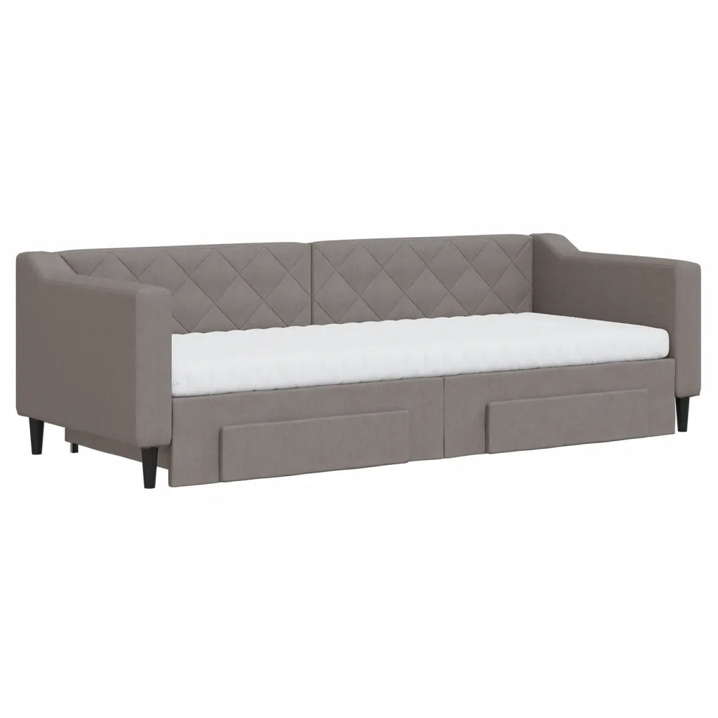 Divano Letto Estraibile con Cassetti Tortora 80x200 cm Tessuto 3197478