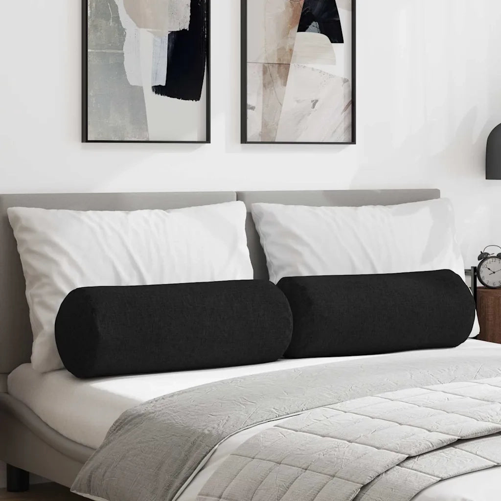 Cuscini a rullo 2 pz | Cuscini per sedie Nero ? 25 x 70 cm Tessuto