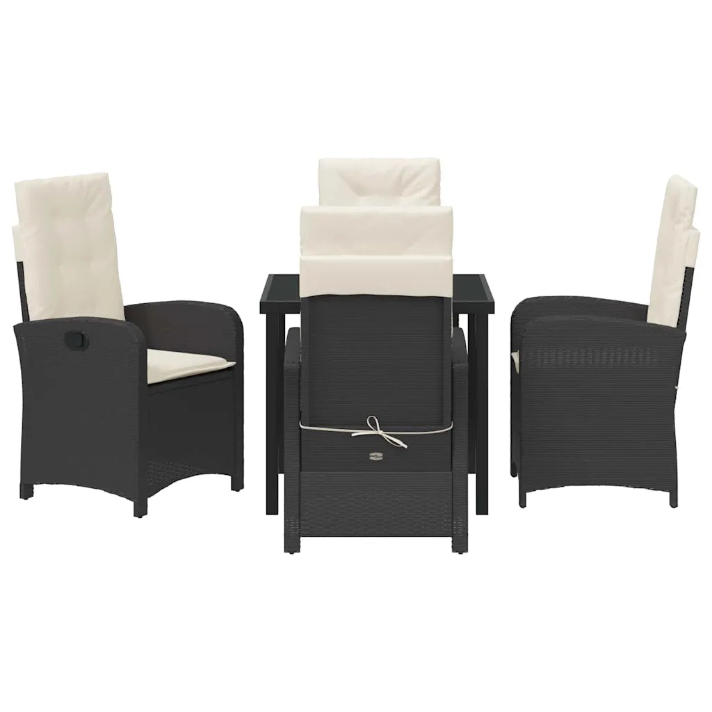 Set da Pranzo per Giardino con cuscino 5 pcs Nero polyrattan 3380254