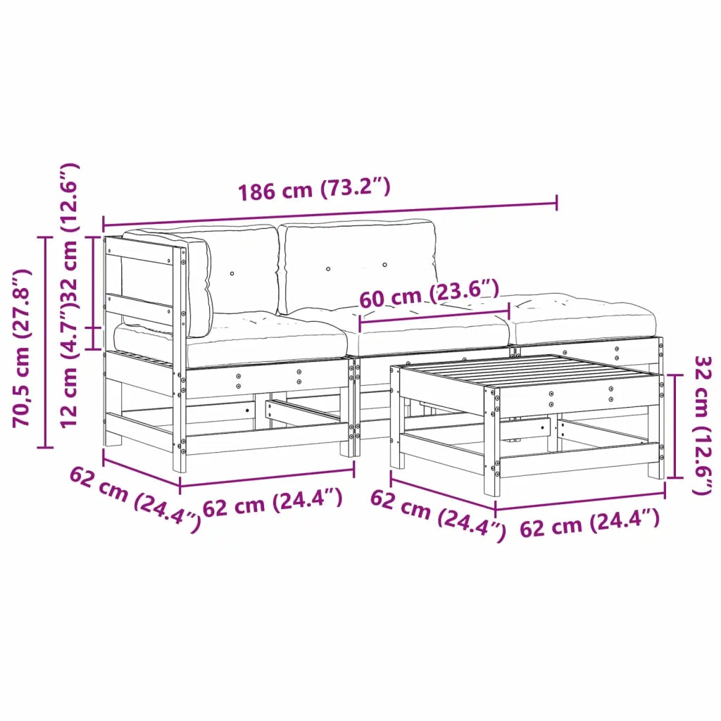 Set Lounge da Giardino 4 pcs Marrone Cerato