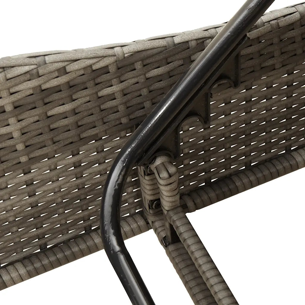 Lettino Prendisole con Cuscino Grigio 60x205x73 cm in Polyrattan 368284