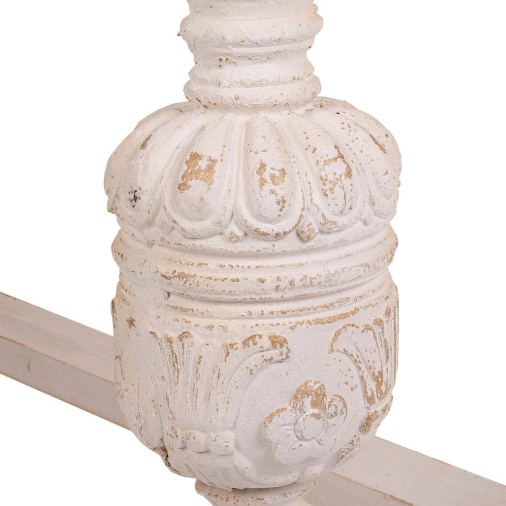Tavolo in legno intagliato bianco 200x90x78h