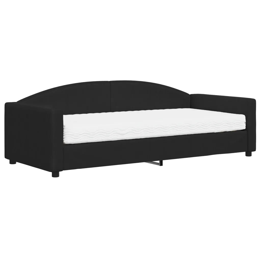 Divano Letto con Materasso-Sofa Letto-Daybed Nero 90x200 cm in Tessuto 252700