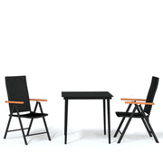 Set Mobili da Pranzo per Giardino 3 pz | Set Salotto da Giardino Nero