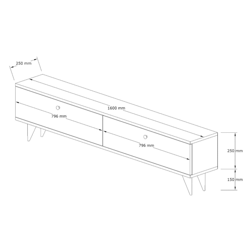 Atestino, Mobile Porta tv 2 Vani, 160x25x40h cm Marrone Noce