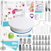 Set di decorazione per torte rotante 51 pezzi con tavola rotante 28 cm, sacchetti spray e accessori per principianti e professionisti