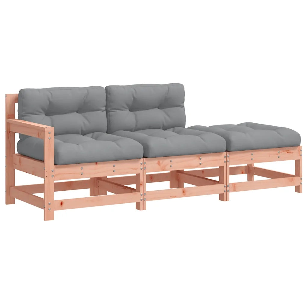 Set Divani Giardino 3pz con Cuscini Legno Massello di Douglas 825602