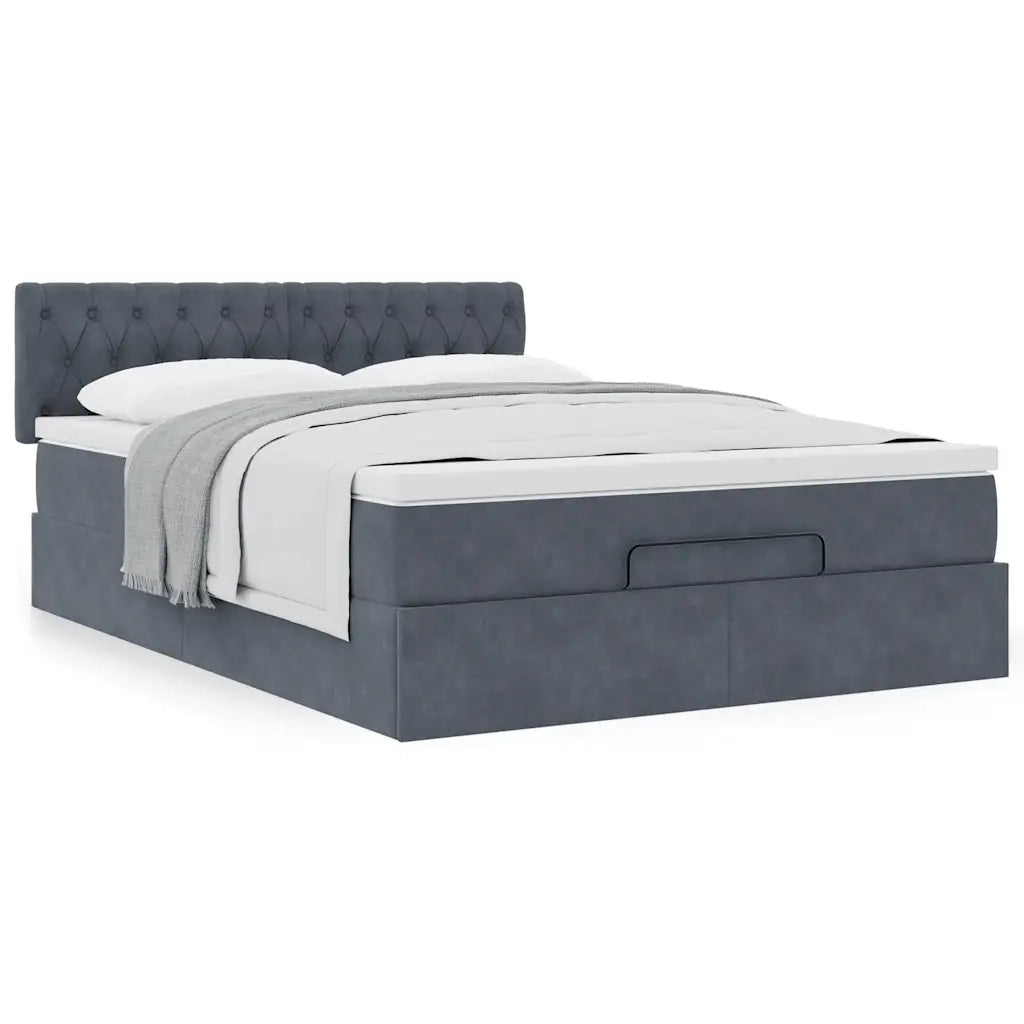 Struttura Letto Pouf con Materasso 140x200 cm in Velluto 3311850