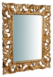 Biscottini Specchiera da parete verticale/orizzontale in legno finitura foglia oro anticato L82xPR6xH101 cm Made in Italy