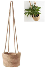 Sistema di sostegno per piante in cotone, vaso da appendere per piante, contenitore per vasi da appendere per piante, vaso da appendere per piante in paglia, appendi piante per interni e esterni, 14 cm